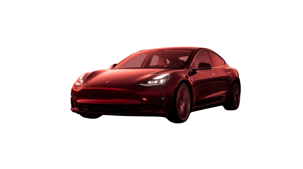 Electric sedan on highway with red wash