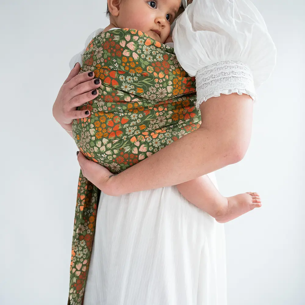Folded rose stretchy baby wrap