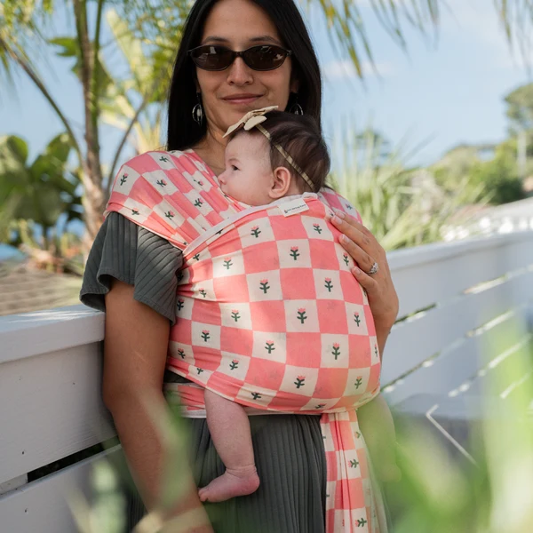 Folded rose stretchy baby wrap