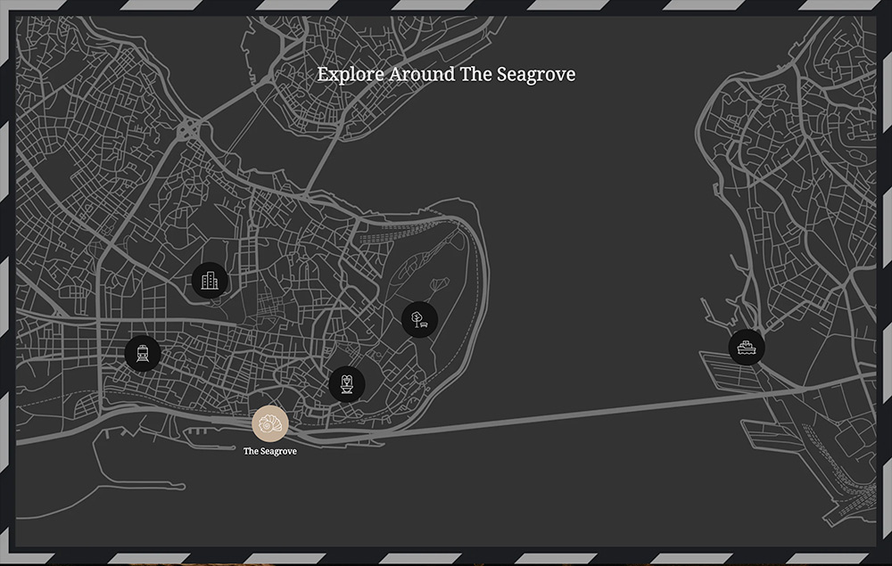 Interactive map exploring points of interest around The Seagrove property