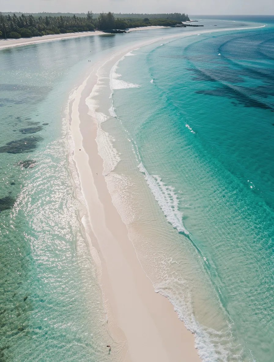 Crystal clear turquoise ocean water with gentle waves at a tropical beach