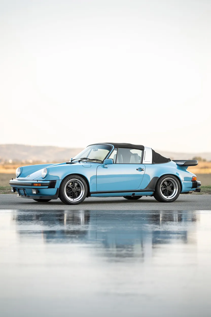 1987 Porsche 911 Carrera in sky blue, full side profile