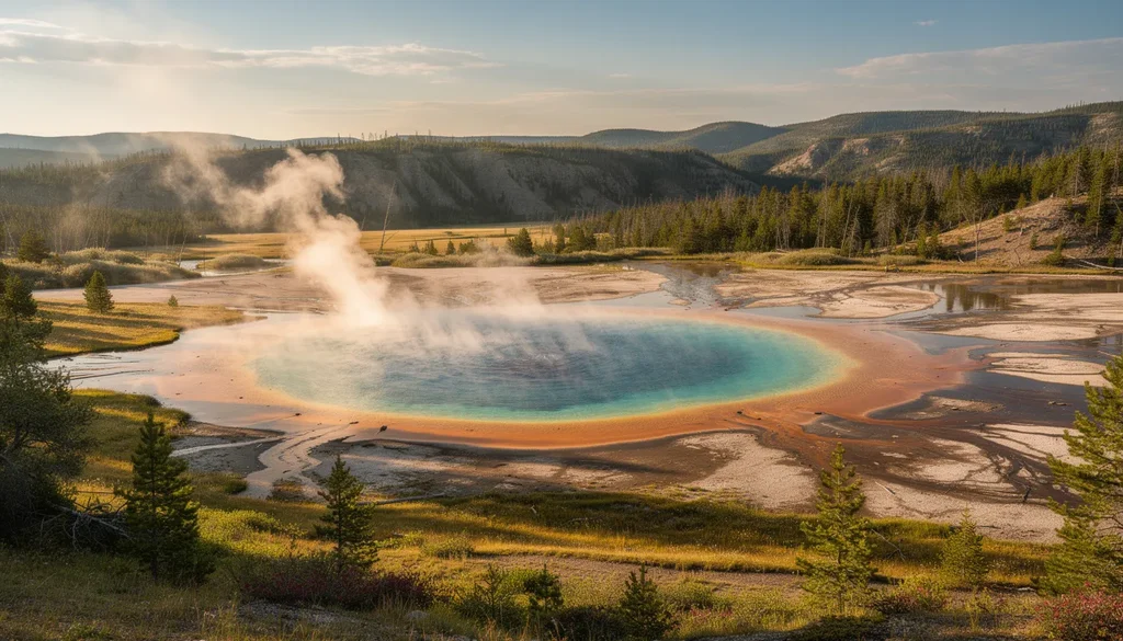 Yellowstone National Park during daytime with Grand Prismatic Spring