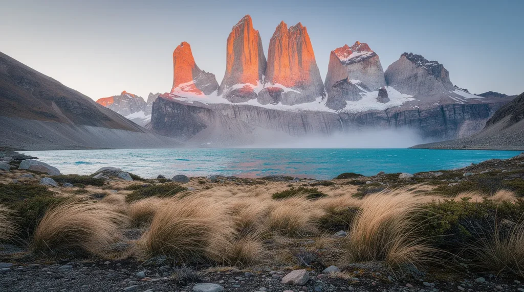 Torres del Paine W Trek at sunrise