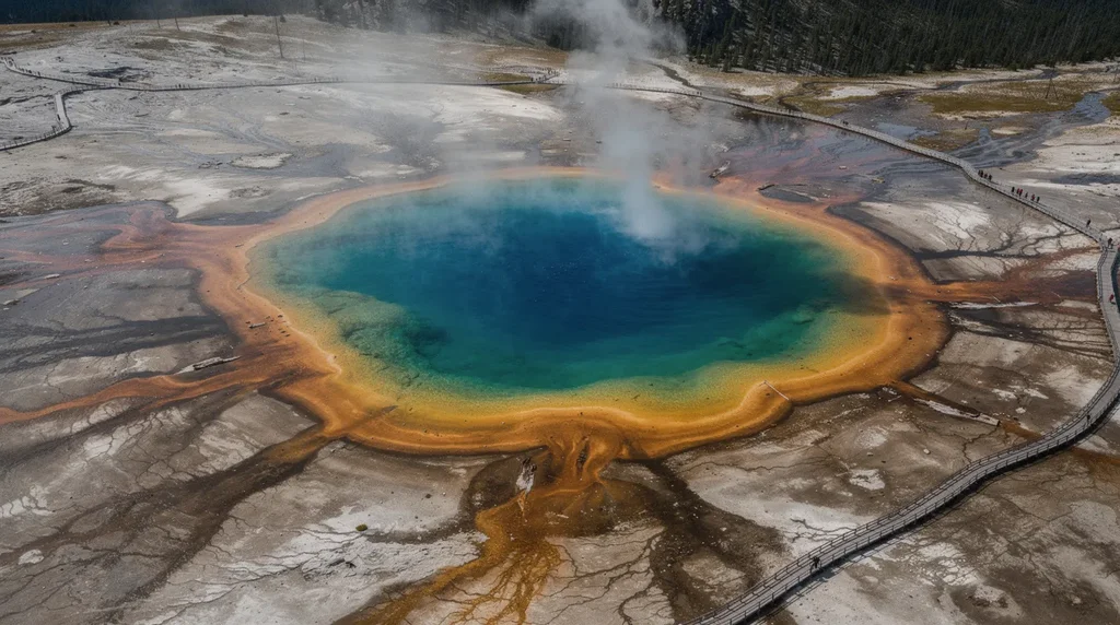 Yellowstone Grand Prismatic Spring aerial view