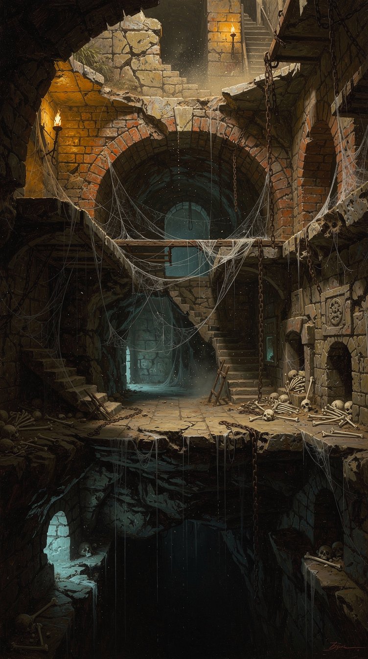 Descent into cobwebbed catacombs