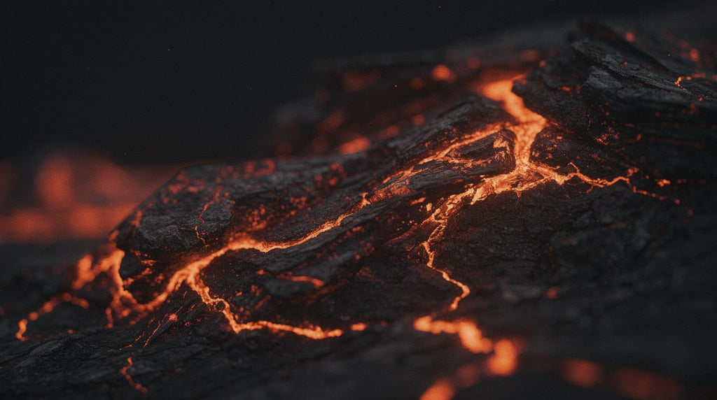 Glowing ember volcanic rock