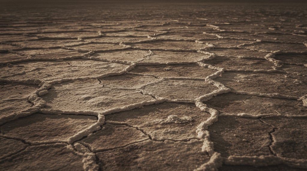 Cracked dry salt flat surface