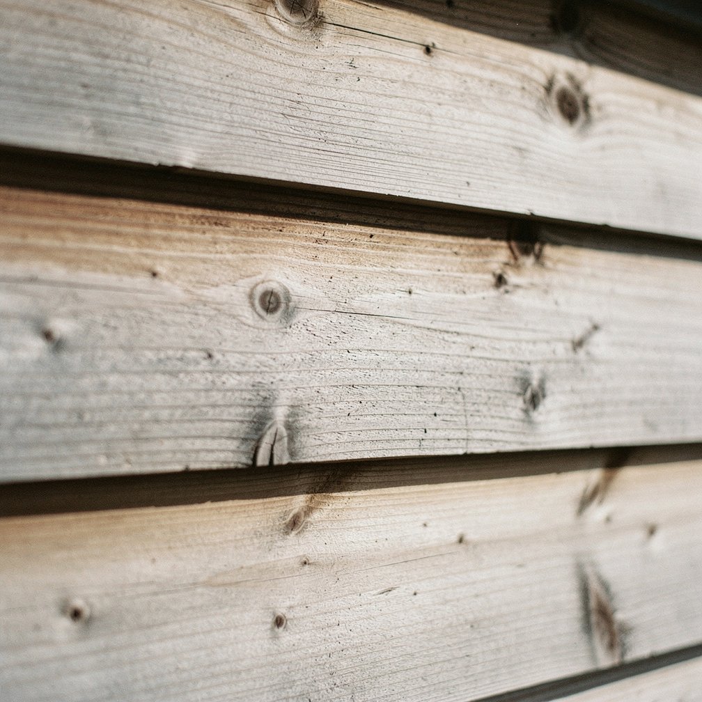 Weathered timber cladding detail