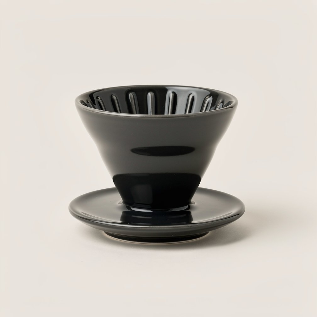 Ceramic pour-over dripper in charcoal
