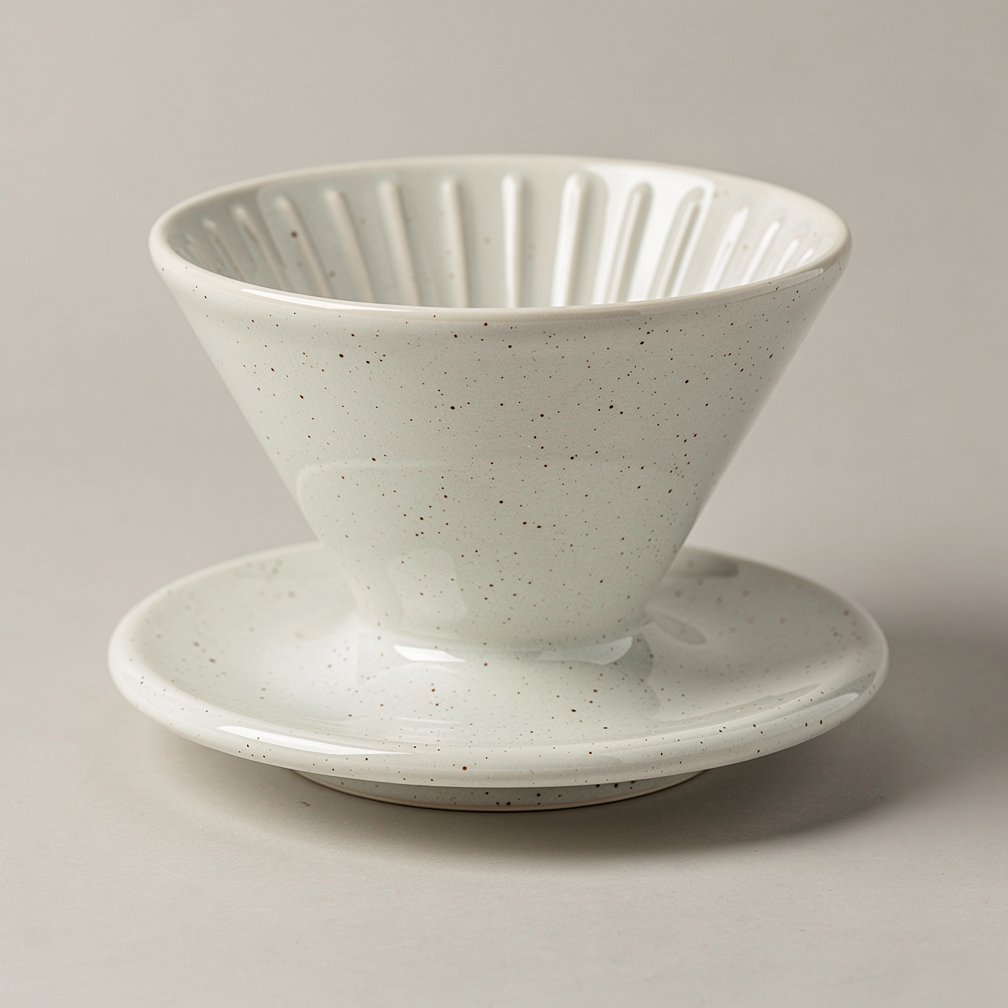 Ceramic pour-over dripper in stone white