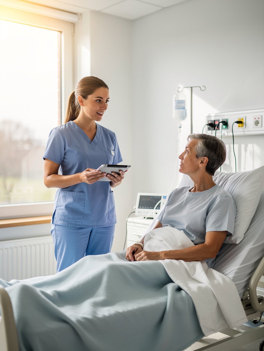 Nurse acting at patient bedside