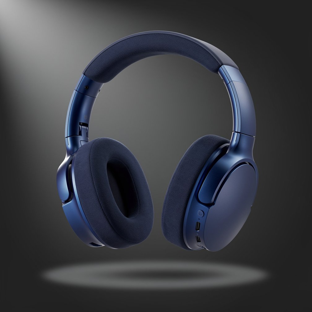 Cobalt blue over-ear headphones