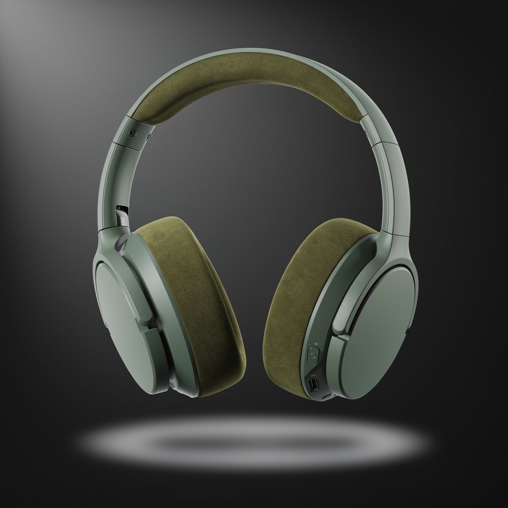 Sage green over-ear headphones