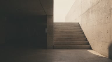 Concrete staircase in raking light