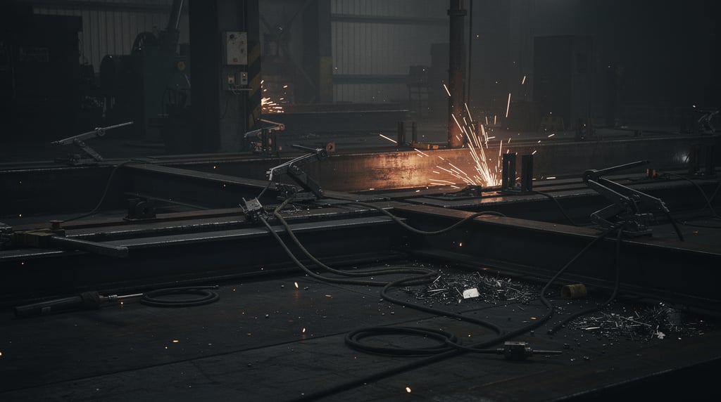 Dark welding shop floor equipment