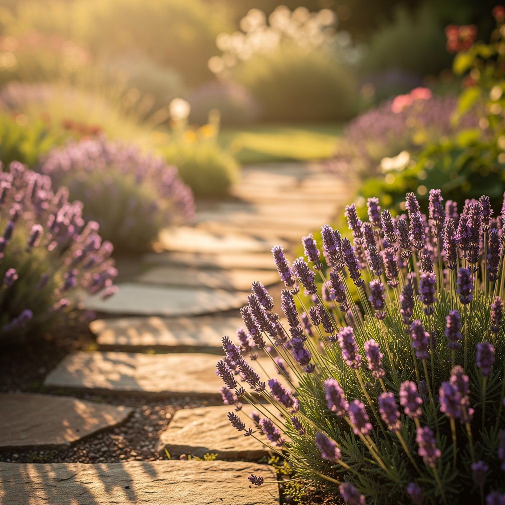 Lavender along a sunny path