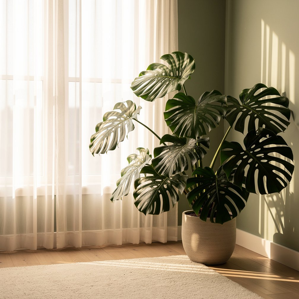 Monstera by a bright window