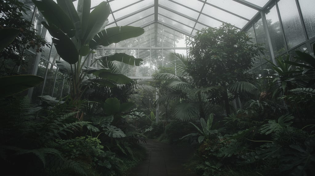 Lush greenhouse foliage