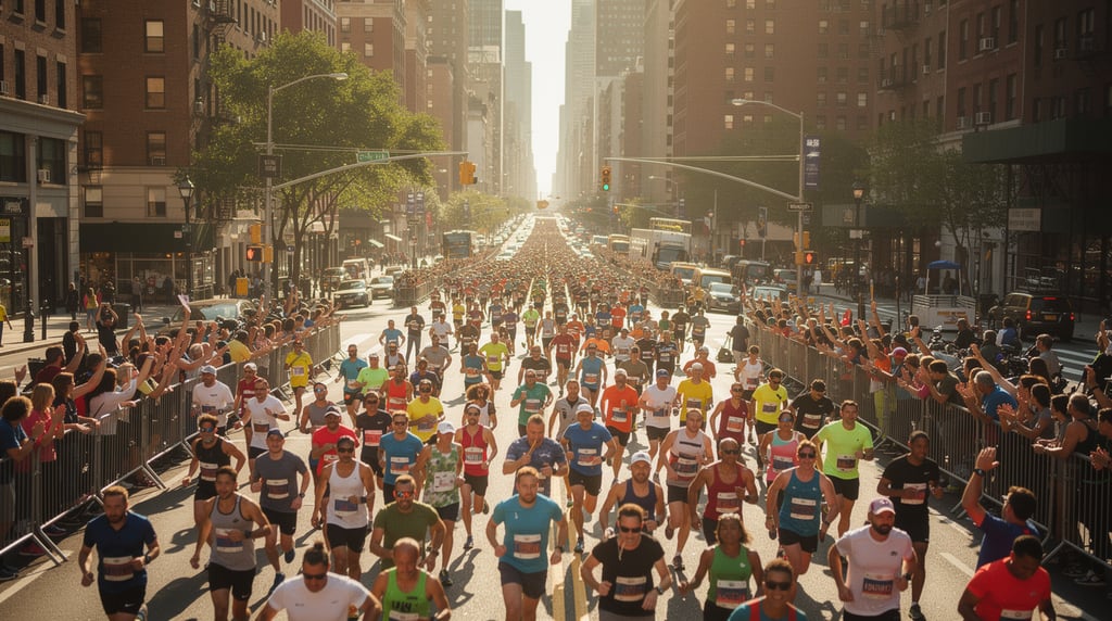 Crowds lining First Avenue during the race