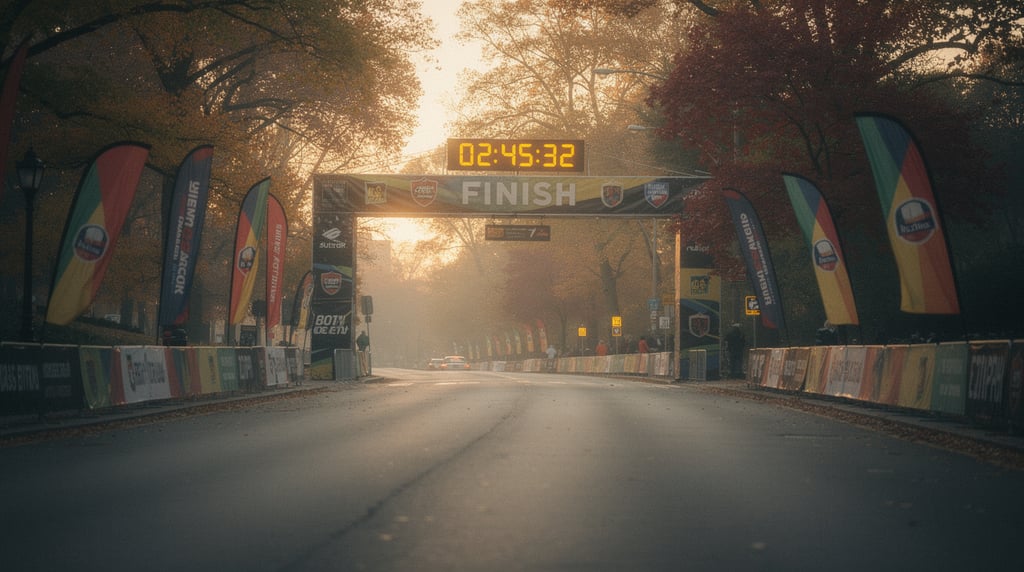 Road leading to the finish arch
