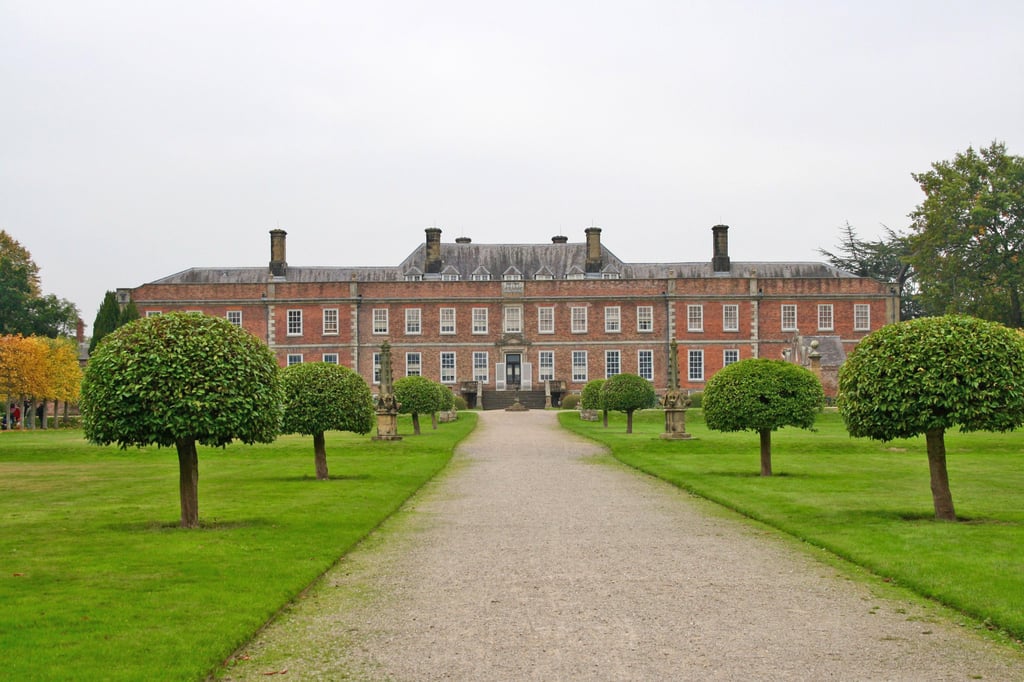 View over front lawn of Erddig, in Wrexham.