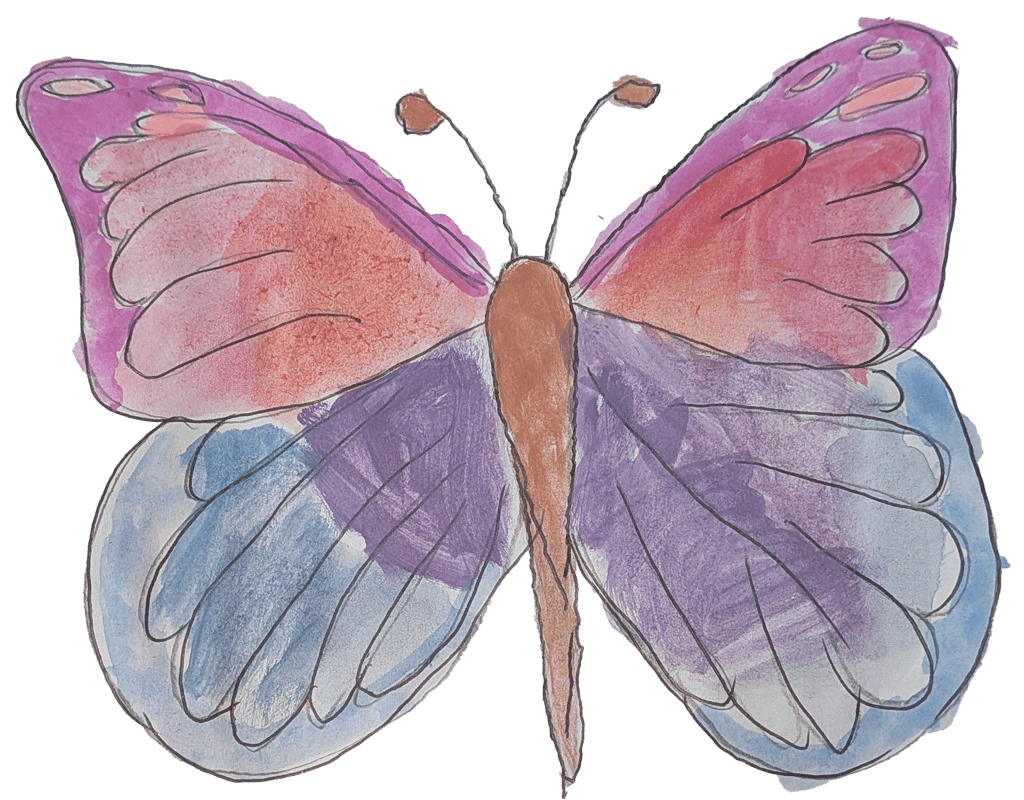 Butterfly artwork created with pastel colours.