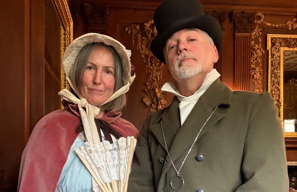 Andy and Paula Morton dressed in period costumes.