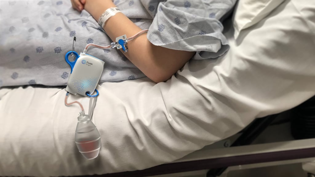 FluidAI technology attached to a patient in the hospital.