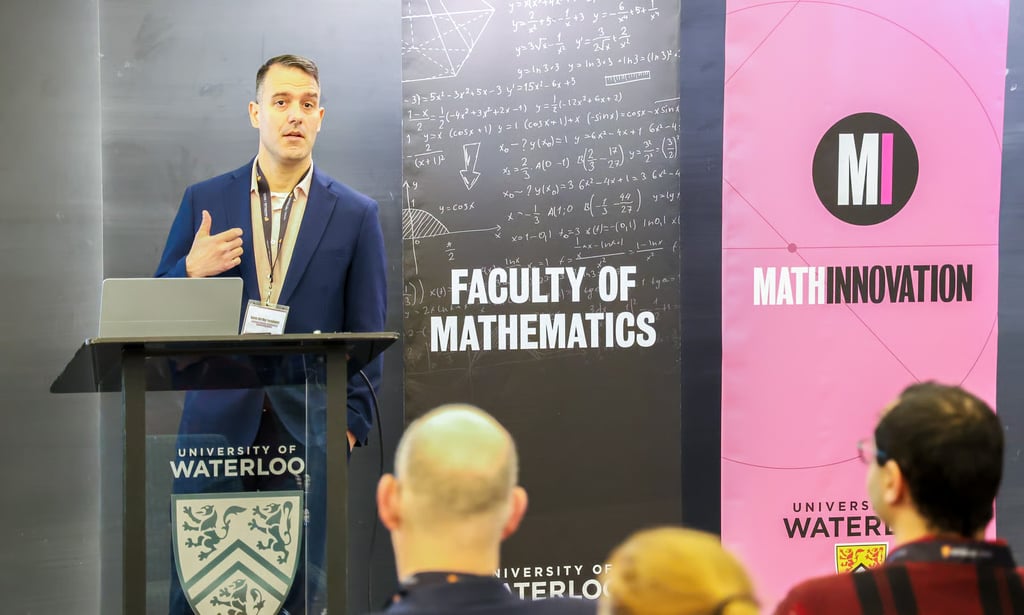Dr. David C. Del Rey Fernández speaking at the Math Innovation summit.